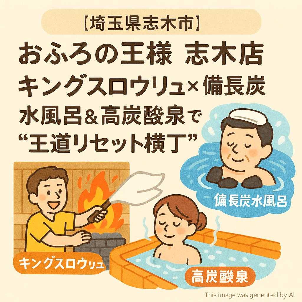 【埼玉県志木市】おふろの王様 志木店｜キングスロウリュ×備長炭水風呂＆高炭酸泉で“王道リセット横丁”