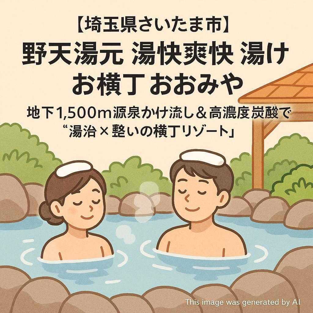 【埼玉県さいたま市】野天湯元 湯快爽快 湯けむり横丁 おおみや｜地下1,500 m源泉かけ流し＆高濃度炭酸泉で“湯治×整いの横丁リゾート”