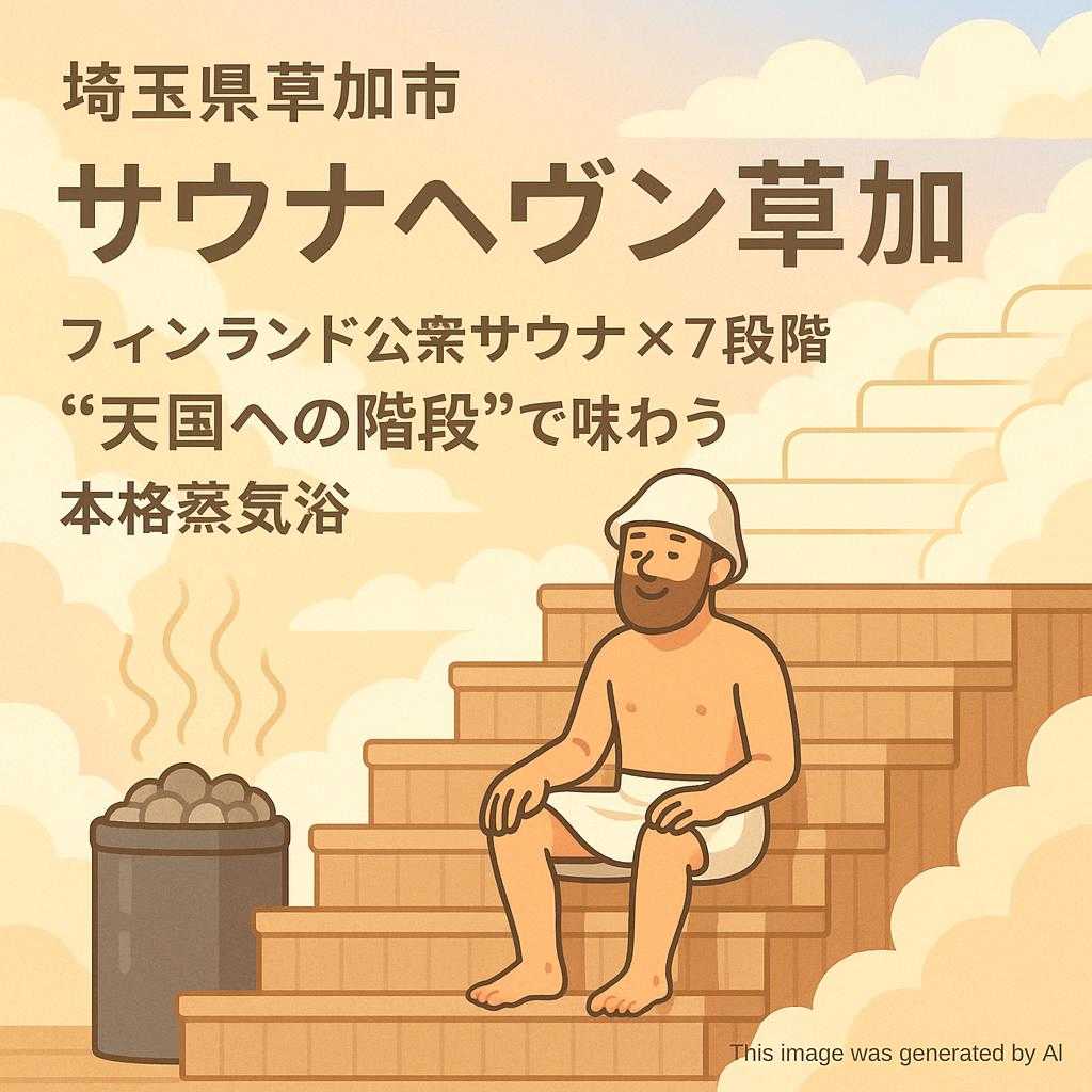 【埼玉県草加市】サウナヘヴン草加｜フィンランド公衆サウナ×7段階“天国への階段”で味わう本格蒸気浴