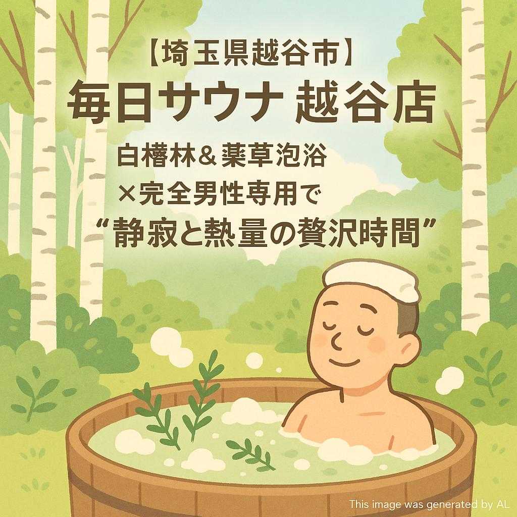 【埼玉県越谷市】毎日サウナ 越谷店｜白樺林＆薬草泡浴×完全男性専用で“静寂と熱量の贅沢時間”